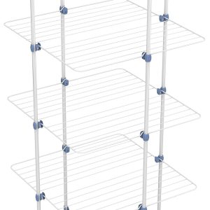 GIMI Modular Lux Stendibiancheria da Pavimento, Stendino Verticale, a Torre, Spazio di Stenditura 40 m, con Ruote, Acciaio, 71 x 71 x 168,5 cm