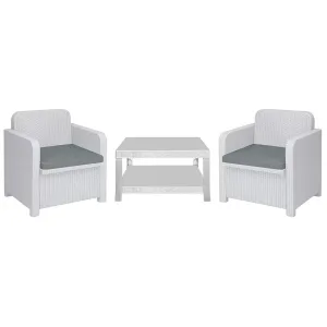 Set RATTAN COMO 2pol+1 Tav+cusc Bco S7576B