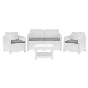 Set RATTAN SORRENTO 2Pol+1 Div2Posti+1Tav+cusc  Bco S7705B